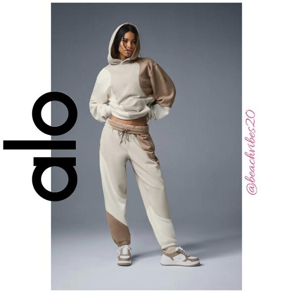 ALO Make Waves Hoodie Ivory/Bone/Gravel Large NWOT - Picture 1 of 5